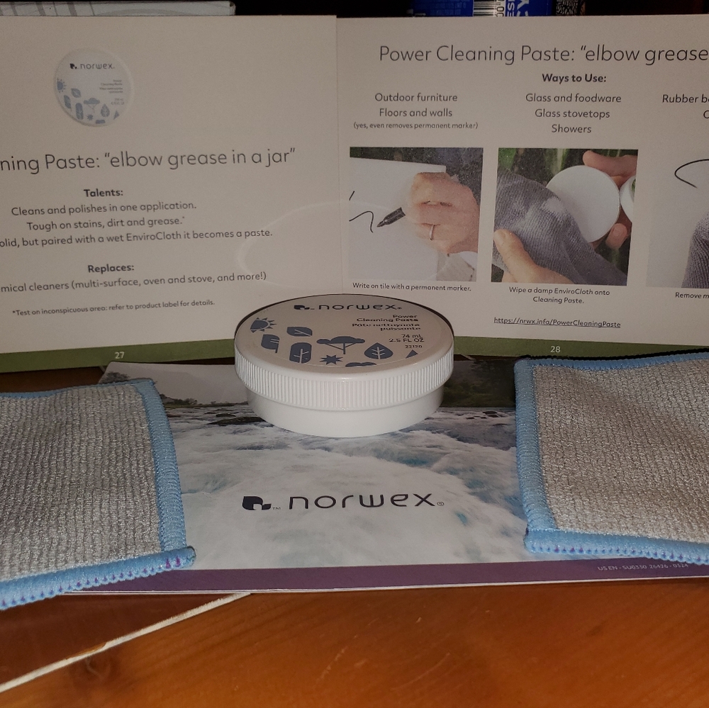 Norwex power cleaning paste and 2 mini enviro cloths